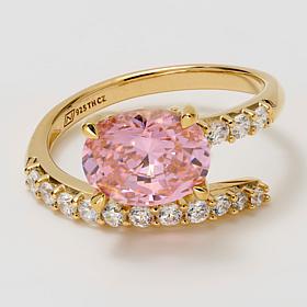 Radiance by Absolute™ Sterling Silver CZ Oval Wrap Ring