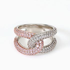 Radiance by Absolute™ Two-Tone Interlocking Pavé CZ Ring