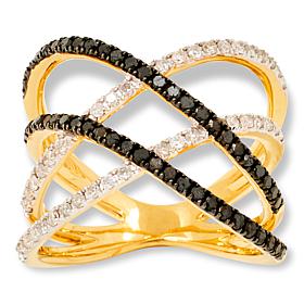 Rarities 3/4ctw Diamond Double Helix Gold-Plated Crisscross Ring