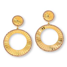 Rarities 3/4ctw Diamond Fluted Round Drop Gold-Plated Earrings