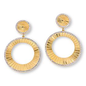 Rarities 3/4ctw Diamond Fluted Round Drop Gold-Plated Earrings