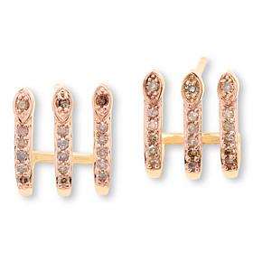 Rarities .35ctw Champagne Diamond Gold-Plated Three-Row Earrings