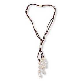 Rarities Baroque Pearl Y-Drop 32" Suede Necklace