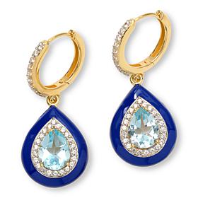 Rarities Blue Topaz and Clear Zircon Hugger Hoop Earrings