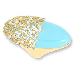 Rarities Blue Topaz and White Zircon Baby Blue Enamel Oval Ring