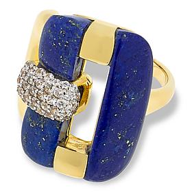 Rarities Gemstone and White Zircon Gold-Plated Ring