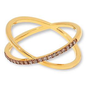 Rarities Gold-Plated 1/5ctw Diamond Crisscross Ring