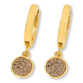 Rarities Gold-Plated 1/5ctw Diamond Hugger Hoop Dangle Earrings
