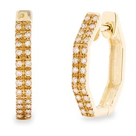 Rarities Gold-Plated 1/5ctw Diamond Octagon Huggie Hoop Earrings