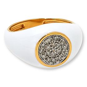 Rarities Gold-Plated .25ctw Diamond and Enamel Signet Ring