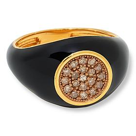 Rarities Gold-Plated .25ctw Diamond and Enamel Signet Ring