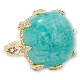Rarities Gold-Plated Amazonite, White Topaz & Zircon Ring
