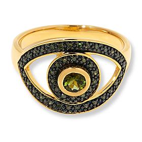Rarities Gold-Plated Colored Gemstone and Diamond "Evil Eye" Ring