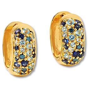 Rarities Gold-Plated Diamond-Accented Gemstone Huggie Hoop Earrings