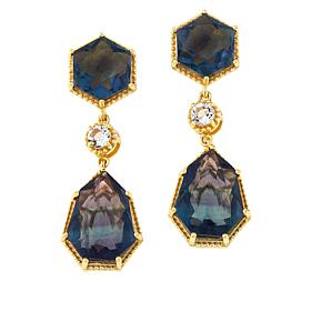 Rarities  Gold-Plated Fluorite and White Topaz Drop Earrings