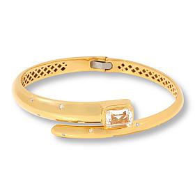 Rarities Gold-Plated Gem and Diamond-Accented Hinged Bypass Bracelet
