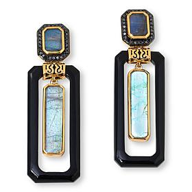 Rarities Gold-Plated Multigemstone and Colored Diamond Drop Earrings