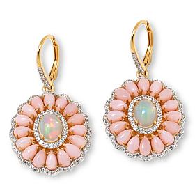 Rarities Gold-Plated Opal and White Zircon Flower Earrings