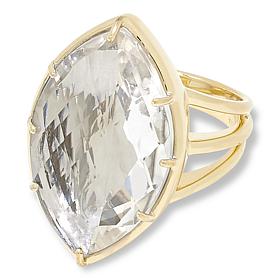 Rarities Gold-Plated Quartz Crystal Marquise-Cut Ring
