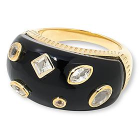Rarities Gold-Plated Sterling Silver Gemstone Cigar Band Ring