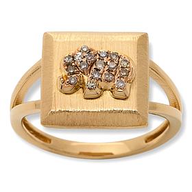 Rarities Gold-Plated Sterling Silver Pavé Diamond Talisman Ring