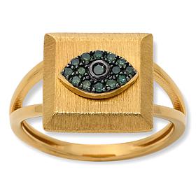 Rarities Gold-Plated Sterling Silver Pavé Diamond Talisman Ring
