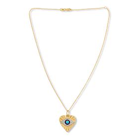 Rarities Gold-Plated Turquoise and Diamond Evil Eye Heart Pendant