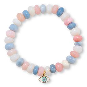 Rarities Multicolor Opal Bead Stretch Bracelet with Charm 