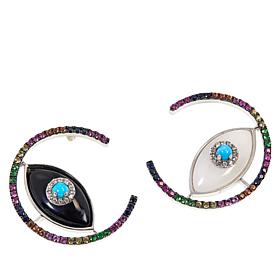 Rarities Sterling Silver Onyx and Multi-Gemstone Mismatch Earrings