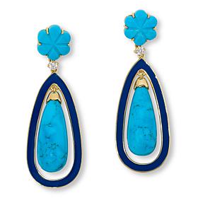 Rarities Turquoise-Color Gemstone and Enamel Drop Earrings