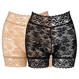 Rhonda Shear 2-pack High-Waisted Lace Longline Short