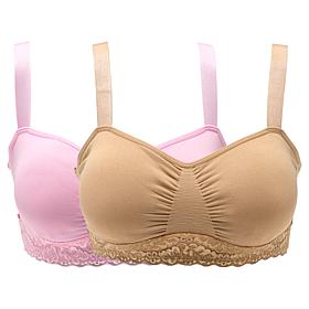 Rhonda Shear 2-pack Seamless Bra with Lace Band