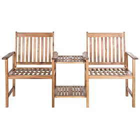 Safavieh Brea Twin-Seat Bench - Teak Brown Finish