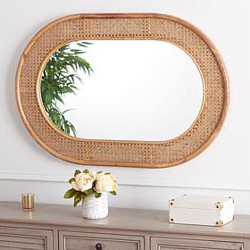Safavieh Cayce 24" Wood and Glass Wall Mirror
