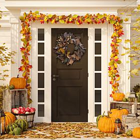 Safavieh Faux Magnolia Leaf Wreath - Deep Purple/Yellow