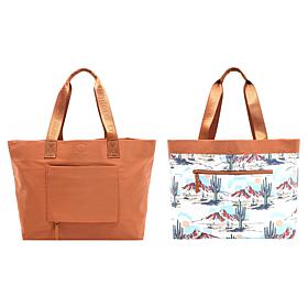 Samantha Brown Reversible Solid/Print Tote Bag