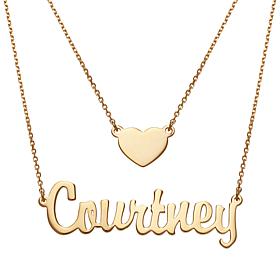 Script Name and Heart Layered Double Necklace