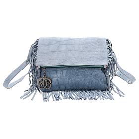 Sharif Legacy Croco-Embossed Suede Fringe Crossbody