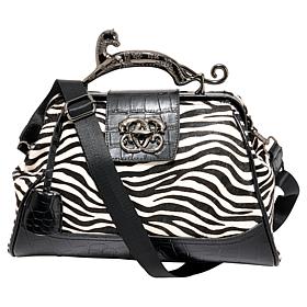 Sharif Legacy Haircalf Leather Cougar Handle Frame Satchel with Strap