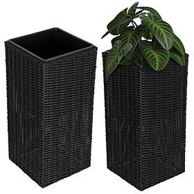 Sierra Square Wicker Planter 2-Pc. Set, Black