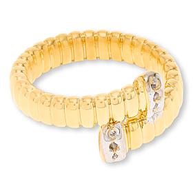 Soave Oro 14K Electroform CZ-Accent Tubogas Bypass Ring