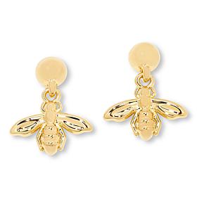 Soave Oro 14K Gold Electroform Bee Charm Dangle Earrings