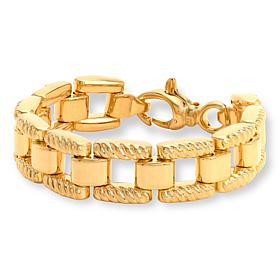 Soave Oro 14K Yellow Gold Electroform Square Link Bracelet 