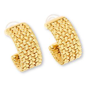 Soave Oro 14K Yellow Gold Electroform Textured Weave Half Hoop Earr...