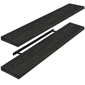Solid Pine Wood Floating Shelves, 9" x 35", 2-Pack