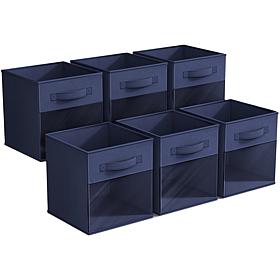 Sorbus 11" Foldable Storage Bin 6-pack with Clear Window
