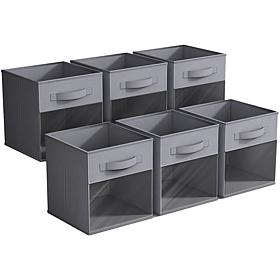 Sorbus 11" Foldable Storage Bin 6-pack with Clear Window