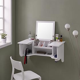 Southern Enterprises Wall Mount Ledge with Vanity Mirror - White