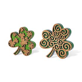 St. Patrick's Wooden Shamrock Table Decor 2-piece Set