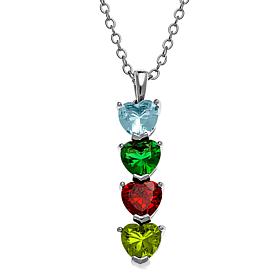 Stacked Heart Family Simulated Birthstone Necklace